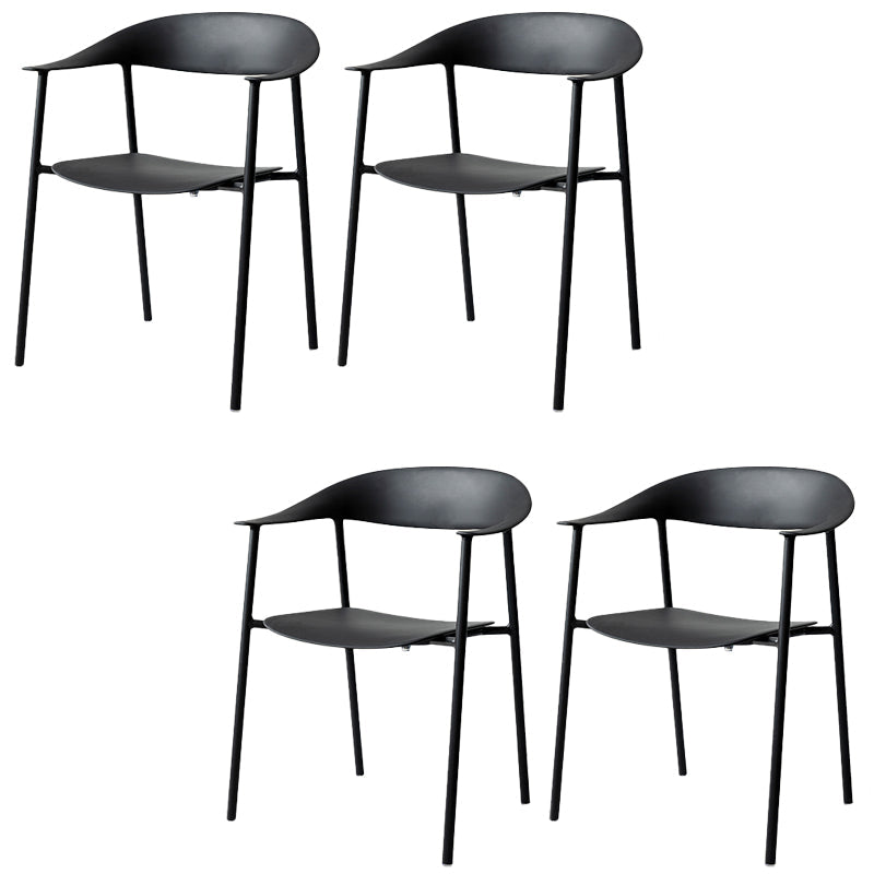 Modern Indoor-Outdoor Dining Arm Chair Plastic Arm Chair with Metal Legs