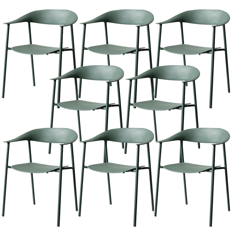 Modern Indoor-Outdoor Dining Arm Chair Plastic Arm Chair with Metal Legs