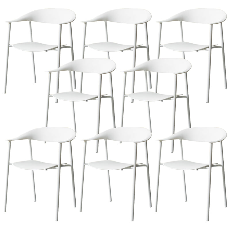 Modern Indoor-Outdoor Dining Arm Chair Plastic Arm Chair with Metal Legs