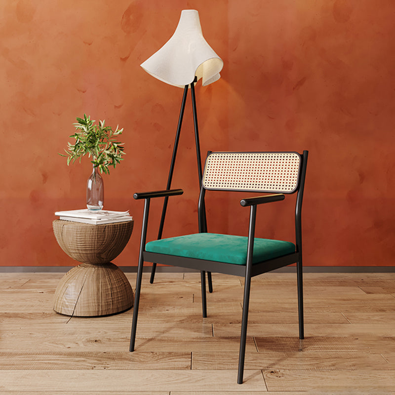 Contemporary Metal Frame Dining Armchair Upholstered Velvet Arm Chair for Home Clearhalo 'Dining Chairs' 'Dining Tables & Seating' 'dining_chair' 'furn' 'furn_dining_chair' 'Furniture' 'Kitchen & Dining Furniture' 6357439