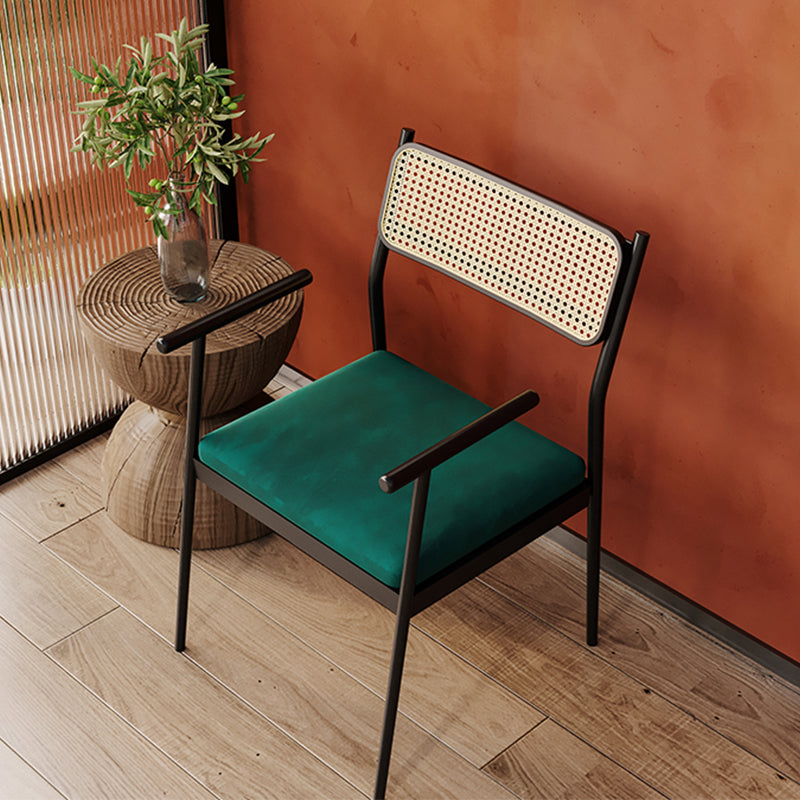 Contemporary Metal Frame Dining Armchair Upholstered Velvet Arm Chair for Home Clearhalo 'Dining Chairs' 'Dining Tables & Seating' 'dining_chair' 'furn' 'furn_dining_chair' 'Furniture' 'Kitchen & Dining Furniture' 6357441