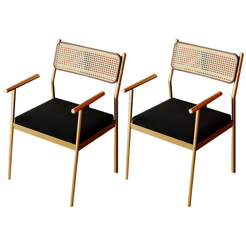 Contemporary Metal Frame Dining Armchair Upholstered Velvet Arm Chair for Home Gold 2 Piece Set Clearhalo 'Dining Chairs' 'Dining Tables & Seating' 'dining_chair' 'furn' 'furn_dining_chair' 'Furniture' 'Kitchen & Dining Furniture' 6357443