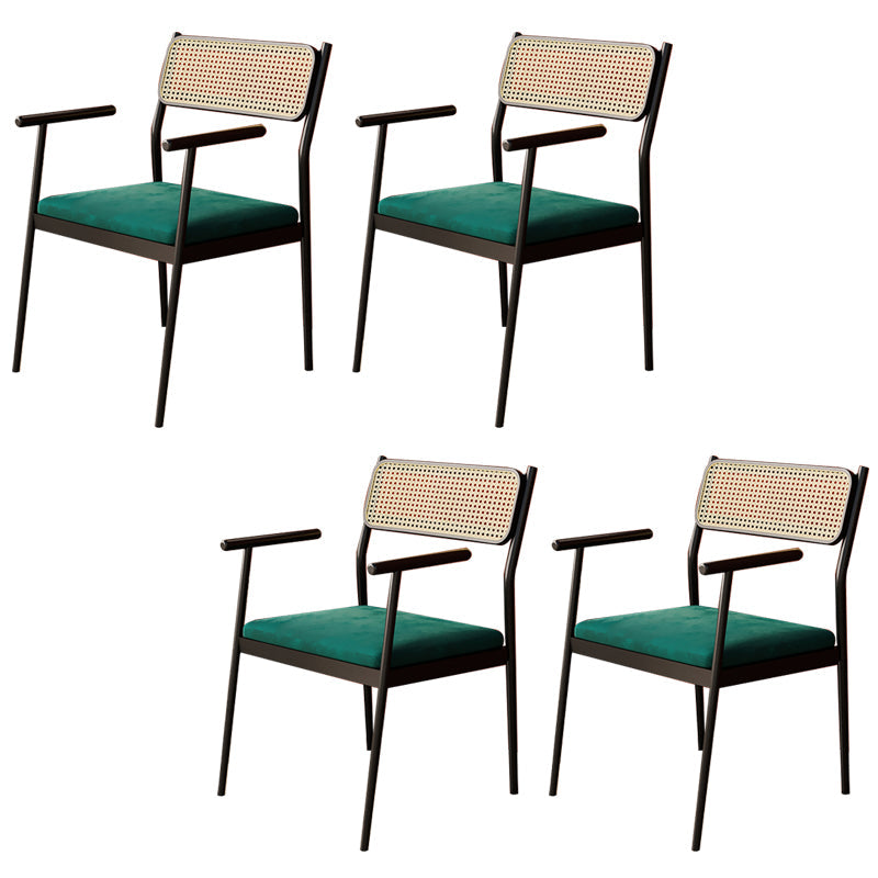 Contemporary Metal Frame Dining Armchair Upholstered Velvet Arm Chair for Home Black 4 Piece Set Clearhalo 'Dining Chairs' 'Dining Tables & Seating' 'dining_chair' 'furn' 'furn_dining_chair' 'Furniture' 'Kitchen & Dining Furniture' 6357445