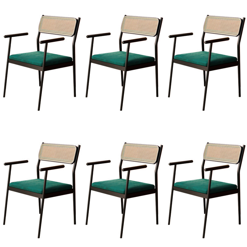 Contemporary Metal Frame Dining Armchair Upholstered Velvet Arm Chair for Home Black 6 Piece Set Clearhalo 'Dining Chairs' 'Dining Tables & Seating' 'dining_chair' 'furn' 'furn_dining_chair' 'Furniture' 'Kitchen & Dining Furniture' 6357449