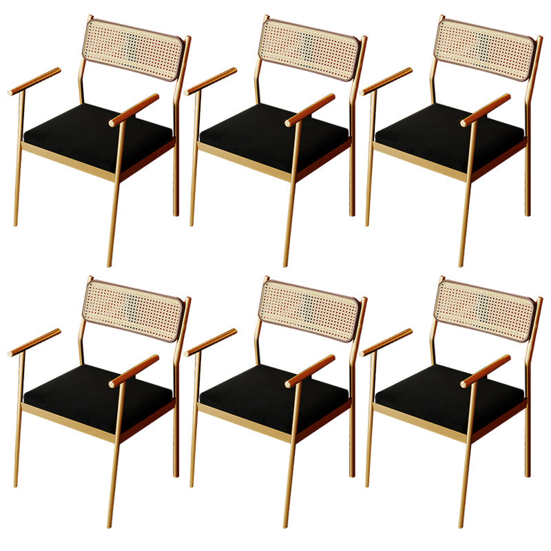 Contemporary Metal Frame Dining Armchair Upholstered Velvet Arm Chair for Home Gold 6 Piece Set Clearhalo 'Dining Chairs' 'Dining Tables & Seating' 'dining_chair' 'furn' 'furn_dining_chair' 'Furniture' 'Kitchen & Dining Furniture' 6357451