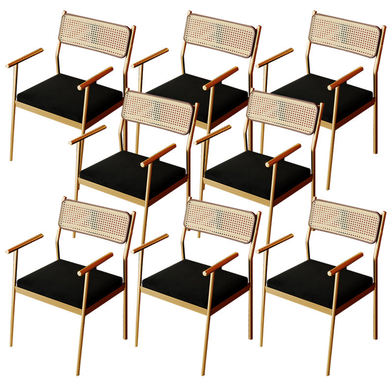 Contemporary Metal Frame Dining Armchair Upholstered Velvet Arm Chair for Home Gold 8 Piece Set Clearhalo 'Dining Chairs' 'Dining Tables & Seating' 'dining_chair' 'furn' 'furn_dining_chair' 'Furniture' 'Kitchen & Dining Furniture' 6357455