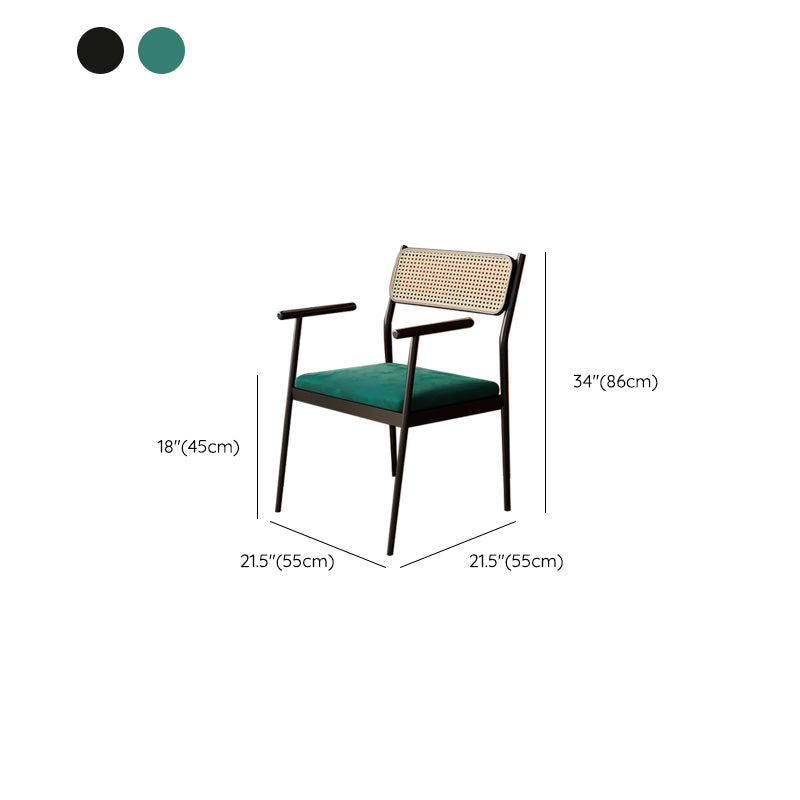 Contemporary Metal Frame Dining Armchair Upholstered Velvet Arm Chair for Home Clearhalo 'Dining Chairs' 'Dining Tables & Seating' 'dining_chair' 'furn' 'furn_dining_chair' 'Furniture' 'Kitchen & Dining Furniture' 6357457