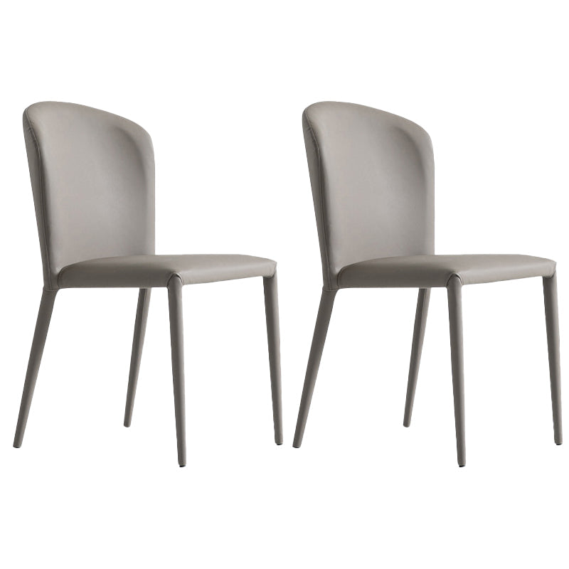 Faux Leather Kitchen Dining Armless Chair Upholstered Dining Chair Grey 2 Piece Set Clearhalo 'Dining Chairs' 'Dining Tables & Seating' 'dining_chair' 'furn' 'furn_dining_chair' 'Furniture' 'Kitchen & Dining Furniture' 6357462