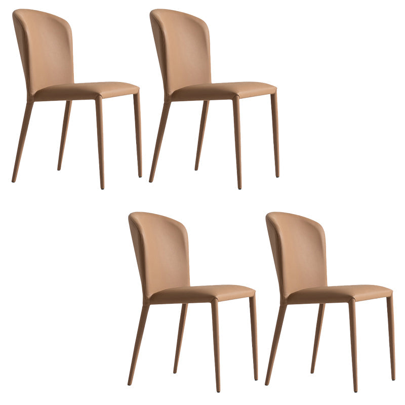 Faux Leather Kitchen Dining Armless Chair Upholstered Dining Chair Orange 4 Piece Set Clearhalo 'Dining Chairs' 'Dining Tables & Seating' 'dining_chair' 'furn' 'furn_dining_chair' 'Furniture' 'Kitchen & Dining Furniture' 6357464