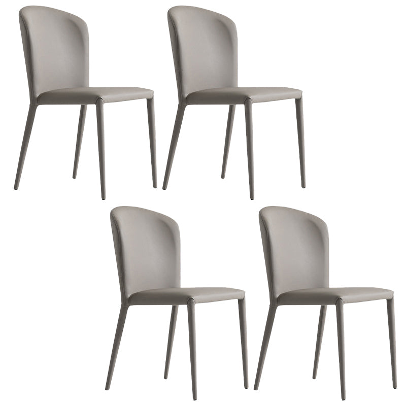Faux Leather Kitchen Dining Armless Chair Upholstered Dining Chair Grey 4 Piece Set Clearhalo 'Dining Chairs' 'Dining Tables & Seating' 'dining_chair' 'furn' 'furn_dining_chair' 'Furniture' 'Kitchen & Dining Furniture' 6357466