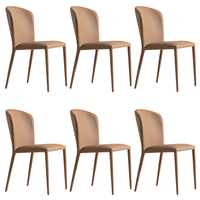 Faux Leather Kitchen Dining Armless Chair Upholstered Dining Chair Orange 6 Piece Set Clearhalo 'Dining Chairs' 'Dining Tables & Seating' 'dining_chair' 'furn' 'furn_dining_chair' 'Furniture' 'Kitchen & Dining Furniture' 6357468