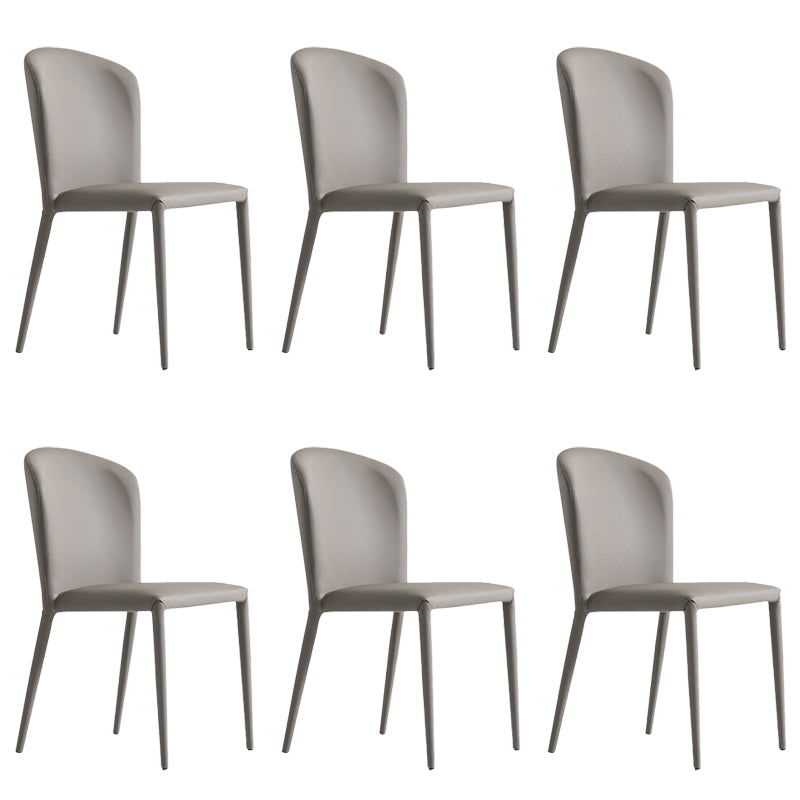 Faux Leather Kitchen Dining Armless Chair Upholstered Dining Chair Grey 6 Piece Set Clearhalo 'Dining Chairs' 'Dining Tables & Seating' 'dining_chair' 'furn' 'furn_dining_chair' 'Furniture' 'Kitchen & Dining Furniture' 6357470