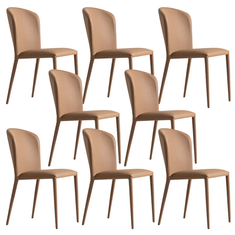 Faux Leather Kitchen Dining Armless Chair Upholstered Dining Chair Orange 8 Piece Set Clearhalo 'Dining Chairs' 'Dining Tables & Seating' 'dining_chair' 'furn' 'furn_dining_chair' 'Furniture' 'Kitchen & Dining Furniture' 6357472