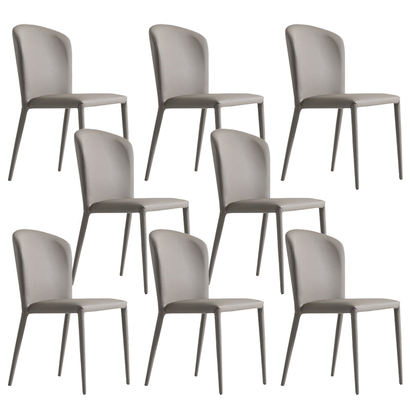 Faux Leather Kitchen Dining Armless Chair Upholstered Dining Chair Grey 8 Piece Set Clearhalo 'Dining Chairs' 'Dining Tables & Seating' 'dining_chair' 'furn' 'furn_dining_chair' 'Furniture' 'Kitchen & Dining Furniture' 6357474