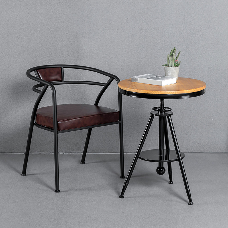 Industrial Metal Frame Dining Chair Upholstered Faux Leather Dining Arm Chair Clearhalo 'Dining Chairs' 'Dining Tables & Seating' 'dining_chair' 'furn' 'furn_dining_chair' 'Furniture' 'Kitchen & Dining Furniture' 6357480