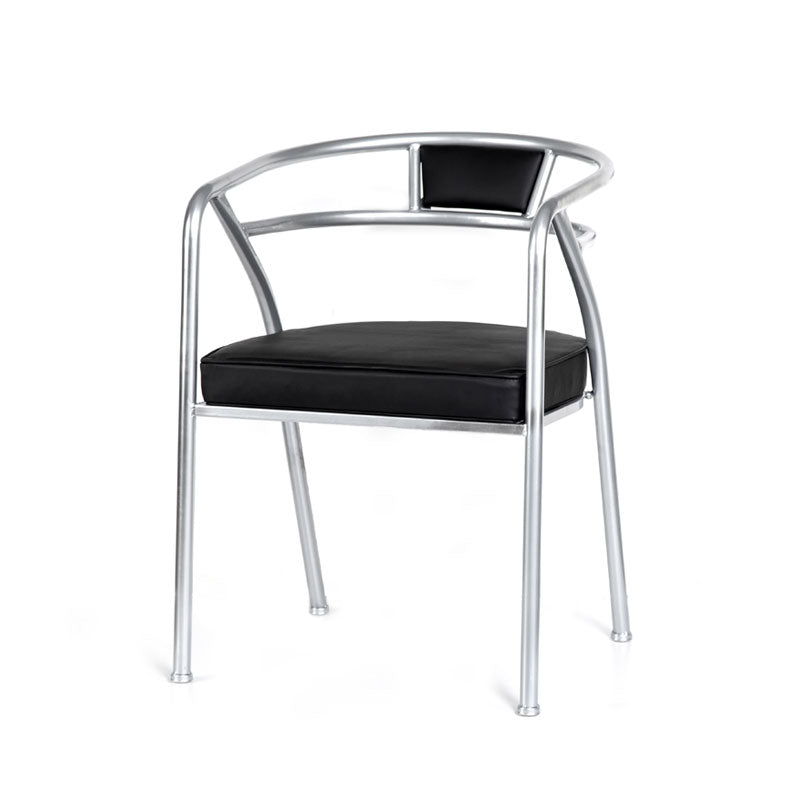 工業用メタルフレームダイニングチェア布張りのフェイクレザーダイニングアームチェア