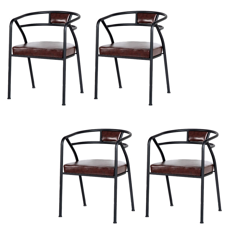 Industrial Metal Frame Dining Chair Upholstered Faux Leather Dining Arm Chair Black 4 Piece Set Clearhalo 'Dining Chairs' 'Dining Tables & Seating' 'dining_chair' 'furn' 'furn_dining_chair' 'Furniture' 'Kitchen & Dining Furniture' 6357487