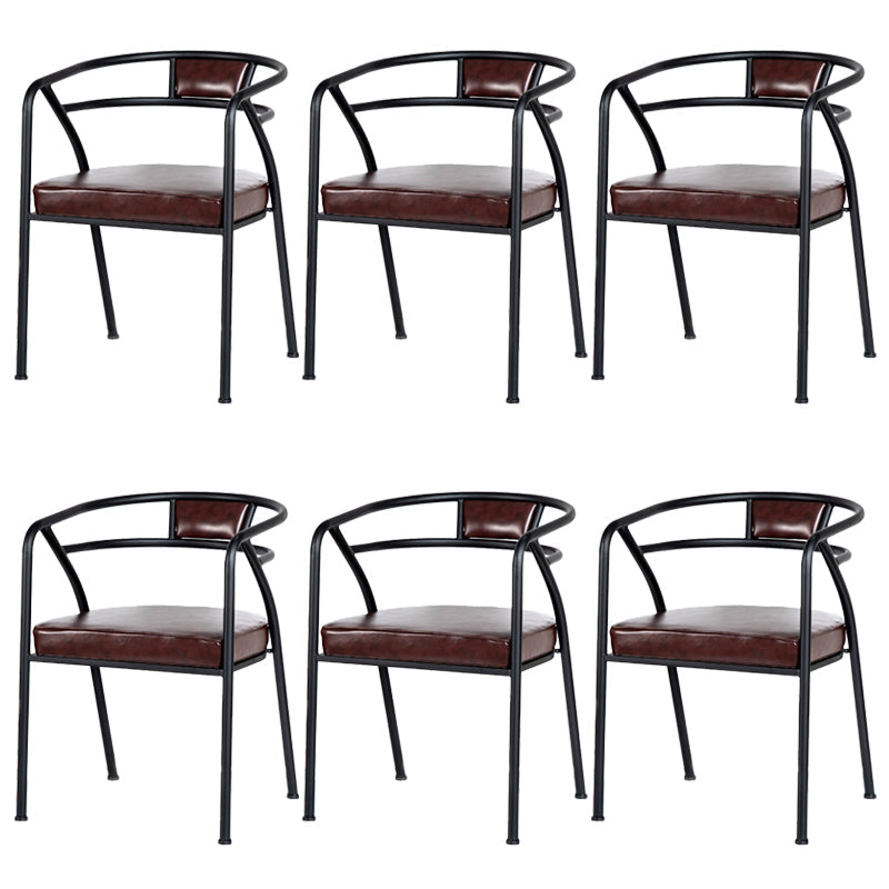 Industrial Metal Frame Dining Chair Upholstered Faux Leather Dining Arm Chair Black 6 Piece Set Clearhalo 'Dining Chairs' 'Dining Tables & Seating' 'dining_chair' 'furn' 'furn_dining_chair' 'Furniture' 'Kitchen & Dining Furniture' 6357491
