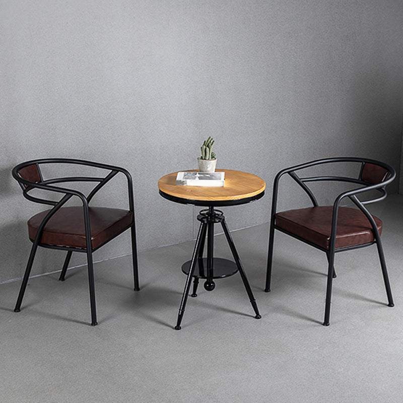 工業用メタルフレームダイニングチェア布張りのフェイクレザーダイニングアームチェア