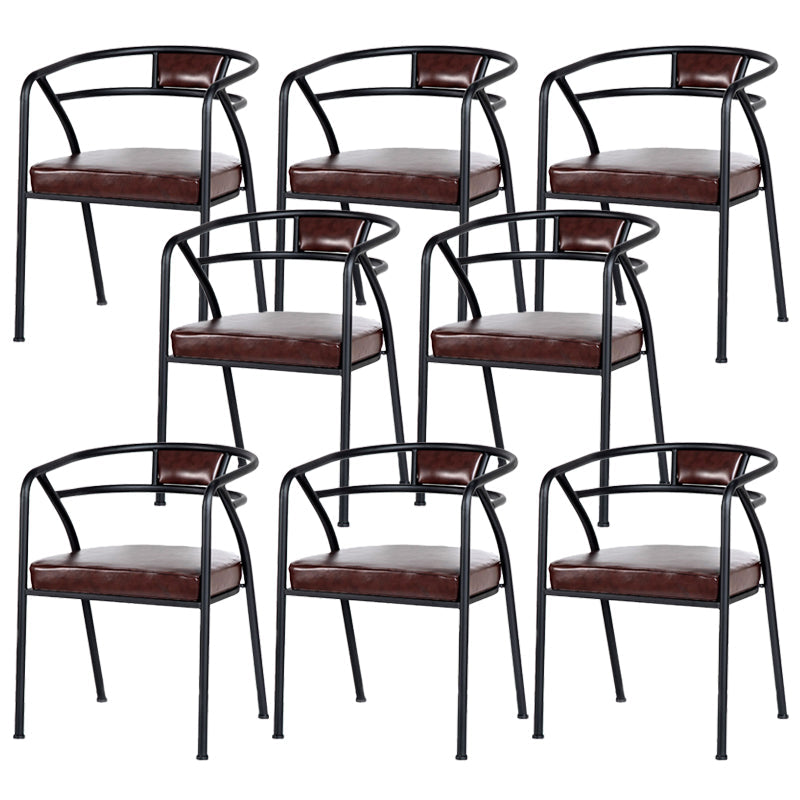 Industrial Metal Frame Dining Chair Upholstered Faux Leather Dining Arm Chair Black 8 Piece Set Clearhalo 'Dining Chairs' 'Dining Tables & Seating' 'dining_chair' 'furn' 'furn_dining_chair' 'Furniture' 'Kitchen & Dining Furniture' 6357495