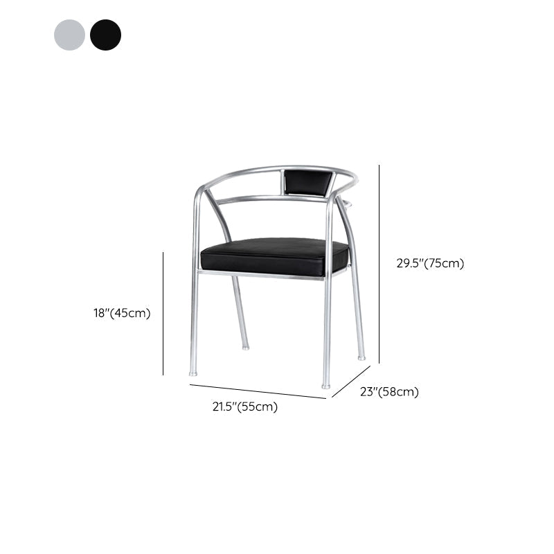 Industrial Metal Frame Dining Chair Upholstered Faux Leather Dining Arm Chair Clearhalo 'Dining Chairs' 'Dining Tables & Seating' 'dining_chair' 'furn' 'furn_dining_chair' 'Furniture' 'Kitchen & Dining Furniture' 6357497