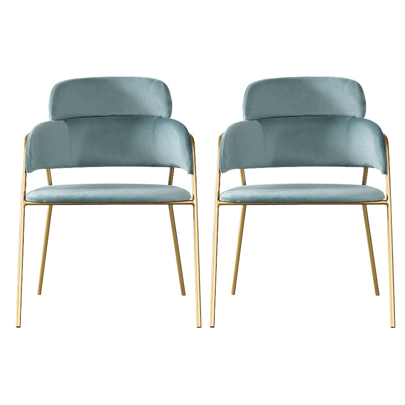 Glam Upholstered Arm Chair Velvet Open Back Dining Chair with Gold Legs