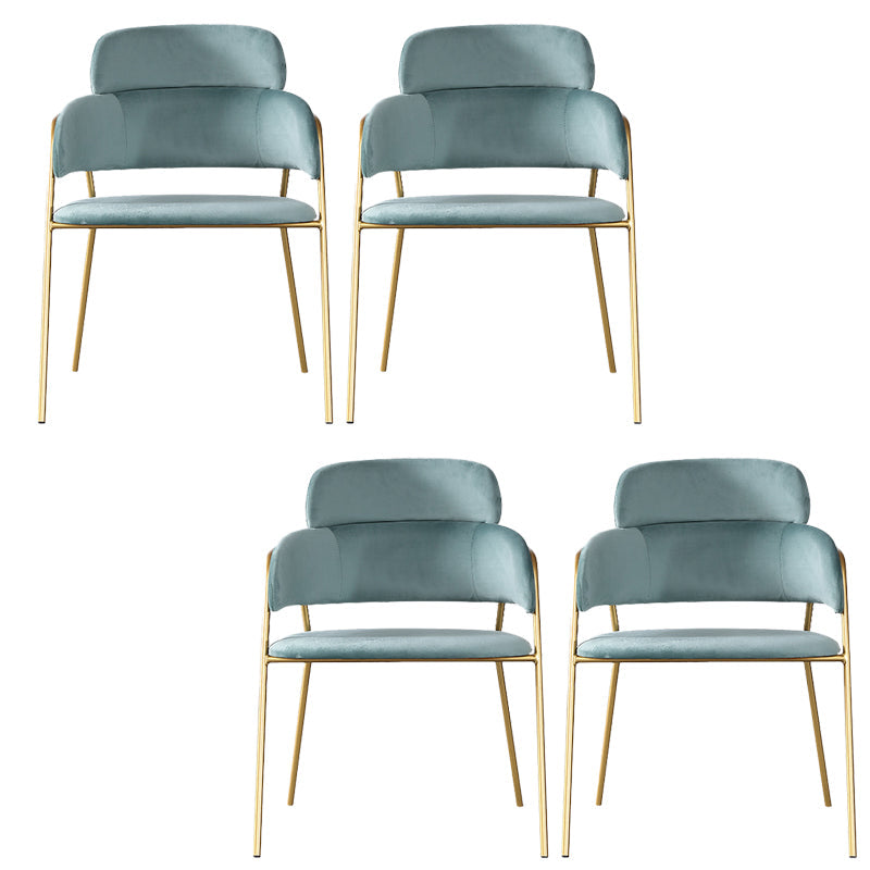 Glam Upholstered Arm Chair Velvet Open Back Dining Chair with Gold Legs