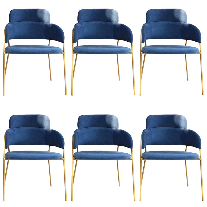 Glam Upholstered Arm Chair Velvet Open Back Dining Chair with Gold Legs