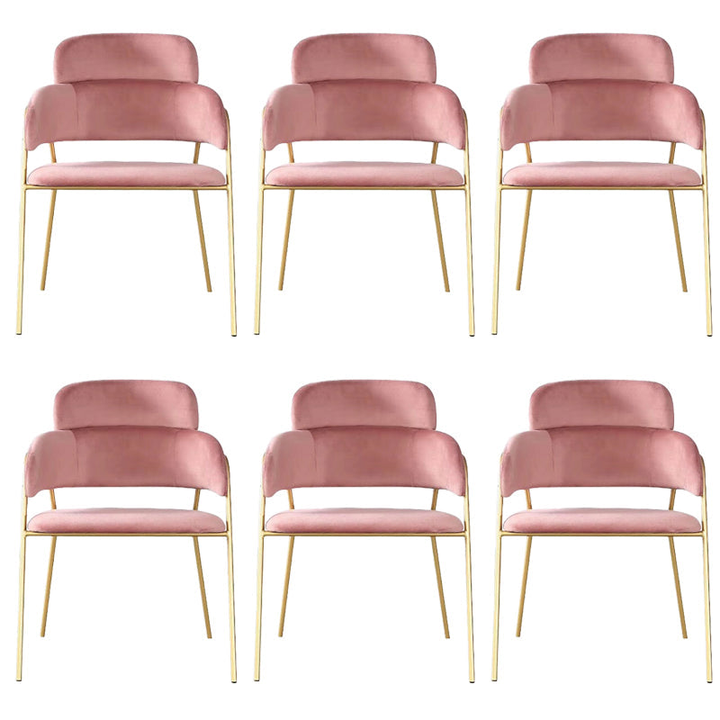 Glam Upholstered Arm Chair Velvet Open Back Dining Chair with Gold Legs