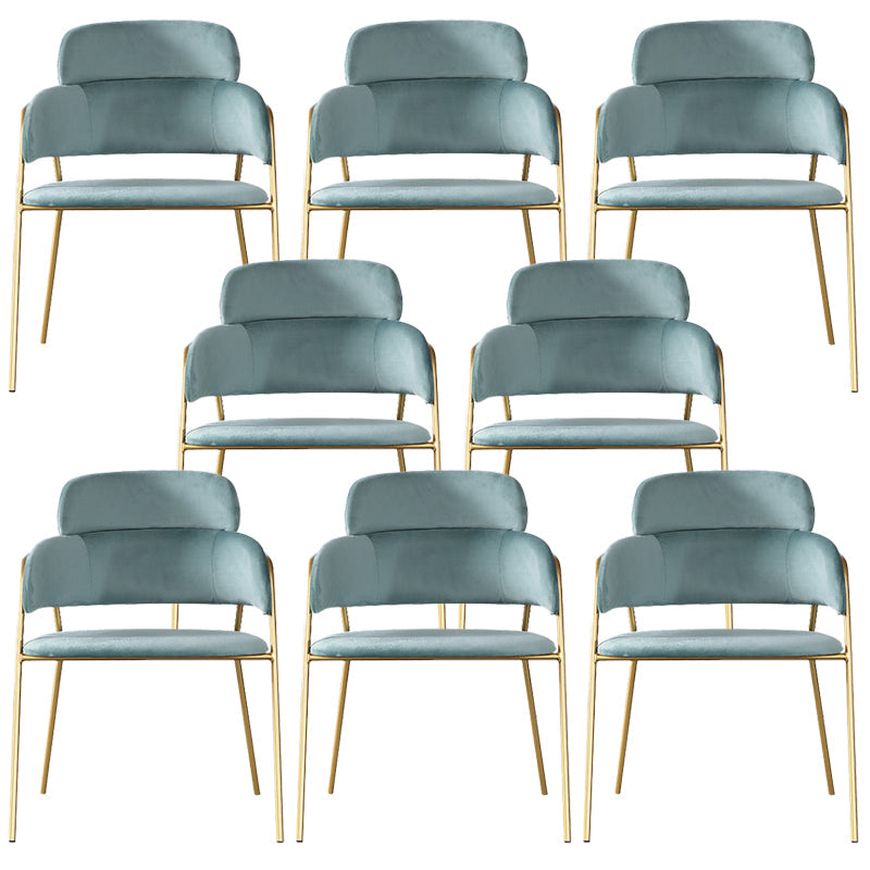 Glam Upholstered Arm Chair Velvet Open Back Dining Chair with Gold Legs