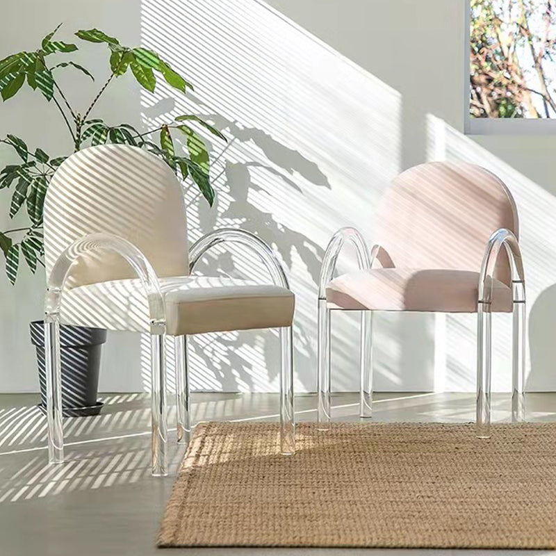 Glam Acrylic Dining Armchair Upholstered Velvet Dining Arm Chair Clearhalo 'Dining Chairs' 'Dining Tables & Seating' 'dining_chair' 'furn' 'furn_dining_chair' 'Furniture' 'Kitchen & Dining Furniture' 6357538