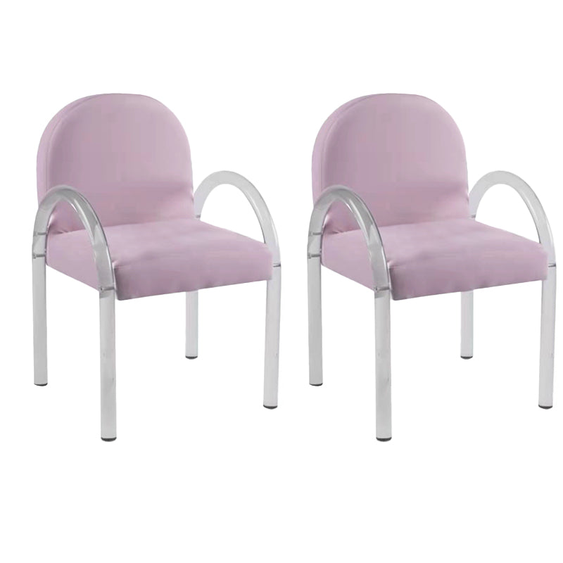 Glam Acrylic Dining Armchair Upholstered Velvet Dining Arm Chair Pink 2 Piece Set Clearhalo 'Dining Chairs' 'Dining Tables & Seating' 'dining_chair' 'furn' 'furn_dining_chair' 'Furniture' 'Kitchen & Dining Furniture' 6357541