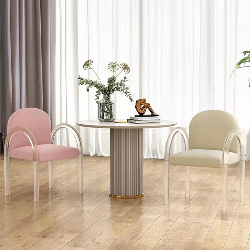Glam Acrylic Dining Armchair Upholstered Velvet Dining Arm Chair Clearhalo 'Dining Chairs' 'Dining Tables & Seating' 'dining_chair' 'furn' 'furn_dining_chair' 'Furniture' 'Kitchen & Dining Furniture' 6357542