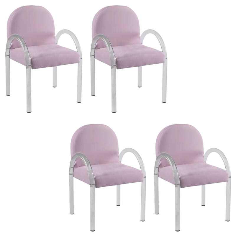 Glam Acrylic Dining Armchair Upholstered Velvet Dining Arm Chair Pink 4 Piece Set Clearhalo 'Dining Chairs' 'Dining Tables & Seating' 'dining_chair' 'furn' 'furn_dining_chair' 'Furniture' 'Kitchen & Dining Furniture' 6357547