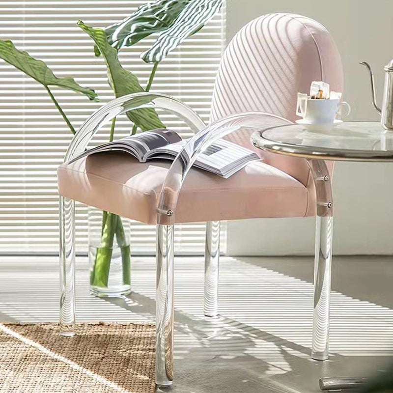 Glam Acrylic Dining Armchair Upholstered Velvet Dining Arm Chair Clearhalo 'Dining Chairs' 'Dining Tables & Seating' 'dining_chair' 'furn' 'furn_dining_chair' 'Furniture' 'Kitchen & Dining Furniture' 6357553