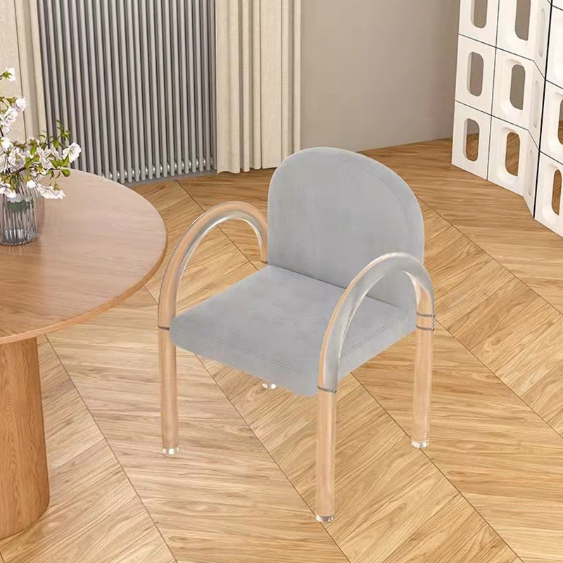 Glam Acrylic Dining Armchair Upholstered Velvet Dining Arm Chair Clearhalo 'Dining Chairs' 'Dining Tables & Seating' 'dining_chair' 'furn' 'furn_dining_chair' 'Furniture' 'Kitchen & Dining Furniture' 6357555