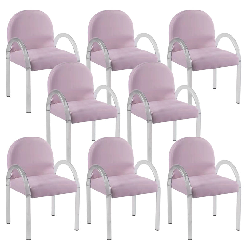 Glam Acrylic Dining Armchair Upholstered Velvet Dining Arm Chair Pink 8 Piece Set Clearhalo 'Dining Chairs' 'Dining Tables & Seating' 'dining_chair' 'furn' 'furn_dining_chair' 'Furniture' 'Kitchen & Dining Furniture' 6357559
