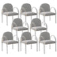 Glam Acrylic Dining Armchair Upholstered Velvet Dining Arm Chair Grey 8 Piece Set Clearhalo 'Dining Chairs' 'Dining Tables & Seating' 'dining_chair' 'furn' 'furn_dining_chair' 'Furniture' 'Kitchen & Dining Furniture' 6357561