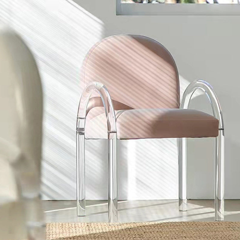 Glam Acrylic Dining Armchair Upholstered Velvet Dining Arm Chair Clearhalo 'Dining Chairs' 'Dining Tables & Seating' 'dining_chair' 'furn' 'furn_dining_chair' 'Furniture' 'Kitchen & Dining Furniture' 6357562