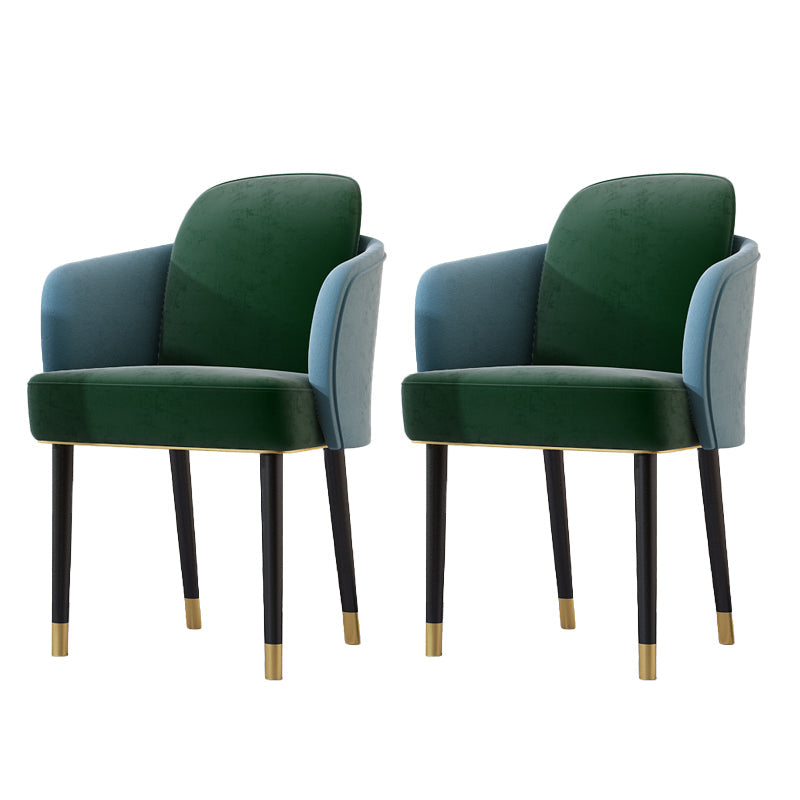Upholstered Velvet Arm Chair Industrial Parsons Chair with Metal Legs Blue-Green 2 Piece Set Clearhalo 'Dining Chairs' 'Dining Tables & Seating' 'dining_chair' 'furn' 'furn_dining_chair' 'Furniture' 'Kitchen & Dining Furniture' 6357575