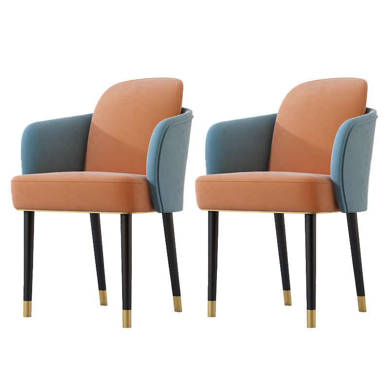 Upholstered Velvet Arm Chair Industrial Parsons Chair with Metal Legs Blue-Orange 2 Piece Set Clearhalo 'Dining Chairs' 'Dining Tables & Seating' 'dining_chair' 'furn' 'furn_dining_chair' 'Furniture' 'Kitchen & Dining Furniture' 6357577