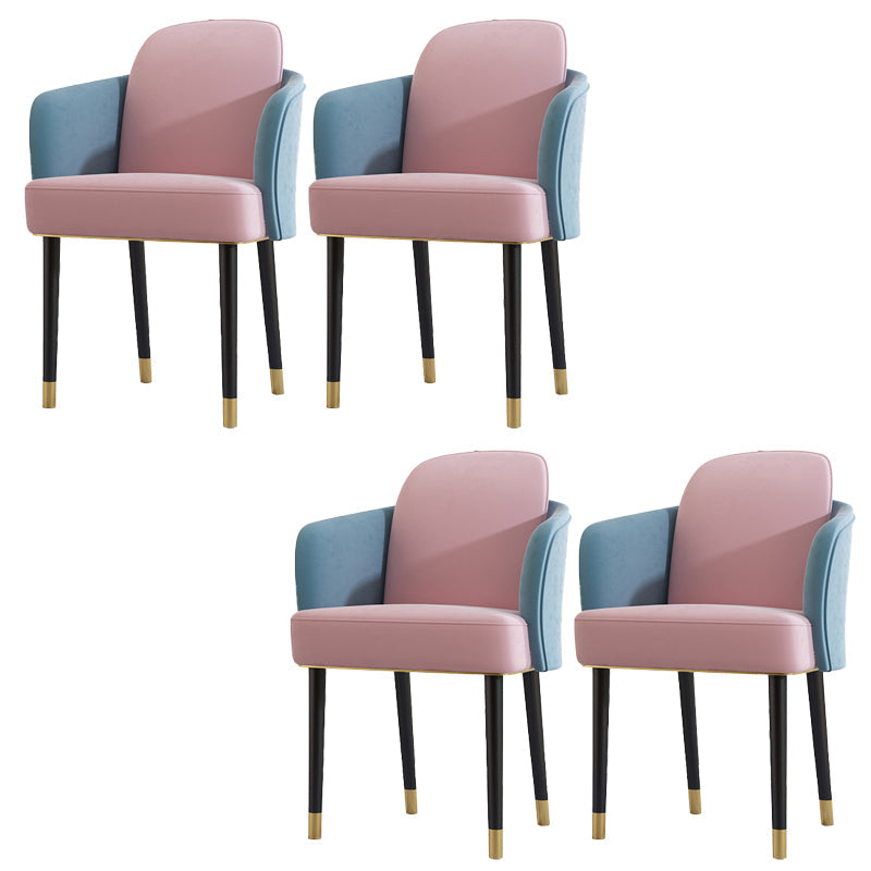Upholstered Velvet Arm Chair Industrial Parsons Chair with Metal Legs Blue-Pink 4 Piece Set Clearhalo 'Dining Chairs' 'Dining Tables & Seating' 'dining_chair' 'furn' 'furn_dining_chair' 'Furniture' 'Kitchen & Dining Furniture' 6357582