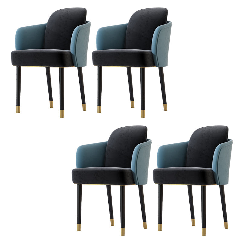 Upholstered Velvet Arm Chair Industrial Parsons Chair with Metal Legs Blue-Black 4 Piece Set Clearhalo 'Dining Chairs' 'Dining Tables & Seating' 'dining_chair' 'furn' 'furn_dining_chair' 'Furniture' 'Kitchen & Dining Furniture' 6357583