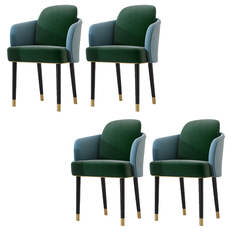 Upholstered Velvet Arm Chair Industrial Parsons Chair with Metal Legs Blue-Green 4 Piece Set Clearhalo 'Dining Chairs' 'Dining Tables & Seating' 'dining_chair' 'furn' 'furn_dining_chair' 'Furniture' 'Kitchen & Dining Furniture' 6357584