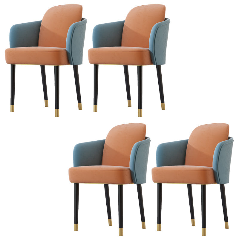 Upholstered Velvet Arm Chair Industrial Parsons Chair with Metal Legs Blue-Orange 4 Piece Set Clearhalo 'Dining Chairs' 'Dining Tables & Seating' 'dining_chair' 'furn' 'furn_dining_chair' 'Furniture' 'Kitchen & Dining Furniture' 6357585
