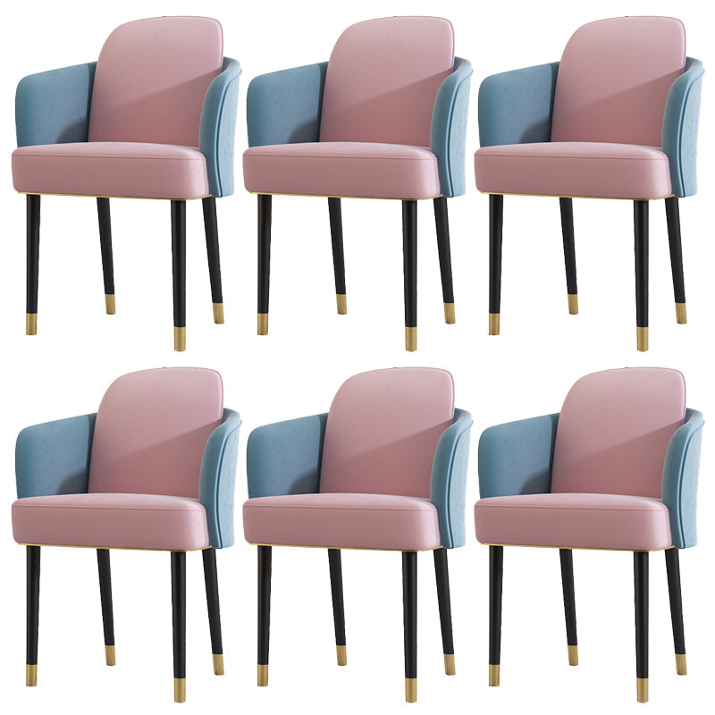 Upholstered Velvet Arm Chair Industrial Parsons Chair with Metal Legs Blue-Pink 6 Piece Set Clearhalo 'Dining Chairs' 'Dining Tables & Seating' 'dining_chair' 'furn' 'furn_dining_chair' 'Furniture' 'Kitchen & Dining Furniture' 6357587