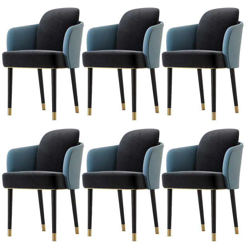 Upholstered Velvet Arm Chair Industrial Parsons Chair with Metal Legs Blue-Black 6 Piece Set Clearhalo 'Dining Chairs' 'Dining Tables & Seating' 'dining_chair' 'furn' 'furn_dining_chair' 'Furniture' 'Kitchen & Dining Furniture' 6357588