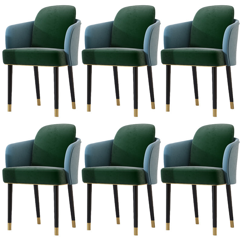 Upholstered Velvet Arm Chair Industrial Parsons Chair with Metal Legs Blue-Green 6 Piece Set Clearhalo 'Dining Chairs' 'Dining Tables & Seating' 'dining_chair' 'furn' 'furn_dining_chair' 'Furniture' 'Kitchen & Dining Furniture' 6357589