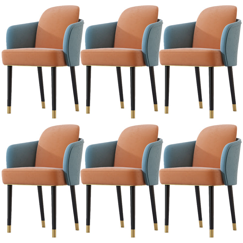 Upholstered Velvet Arm Chair Industrial Parsons Chair with Metal Legs Blue-Orange 6 Piece Set Clearhalo 'Dining Chairs' 'Dining Tables & Seating' 'dining_chair' 'furn' 'furn_dining_chair' 'Furniture' 'Kitchen & Dining Furniture' 6357590