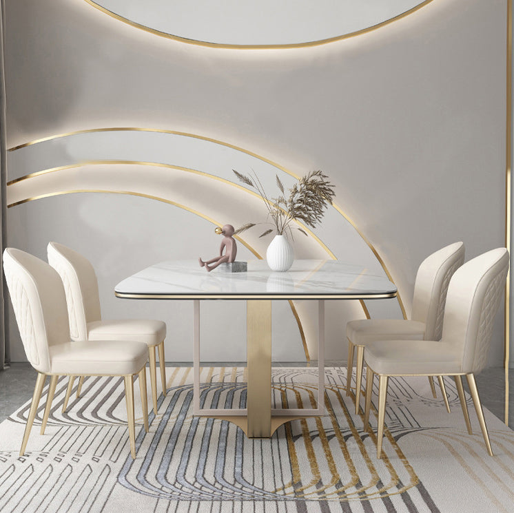 Glam dineren faux lederen stoelen armloze zijstoelen met metalen benen